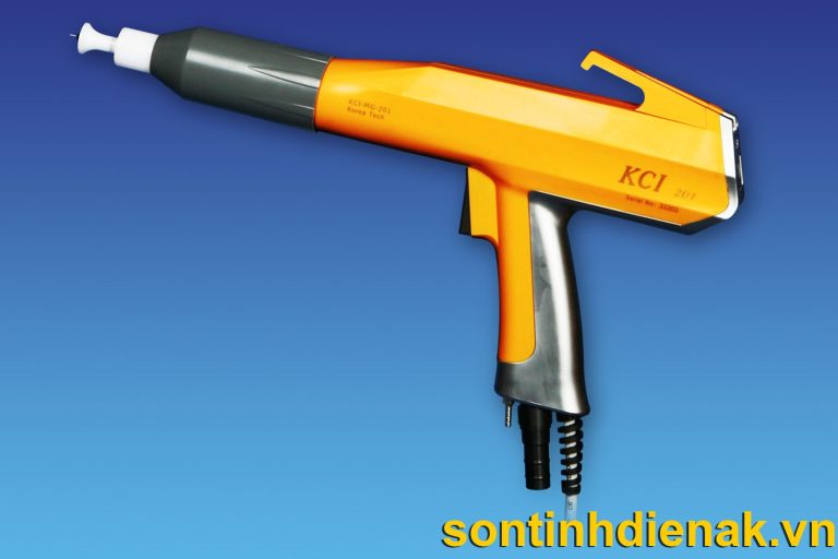 Đầu súng phun sơn tĩnh điện cầm tay nơi gắn đầu phun và kim điện cực nạp điện cho bột