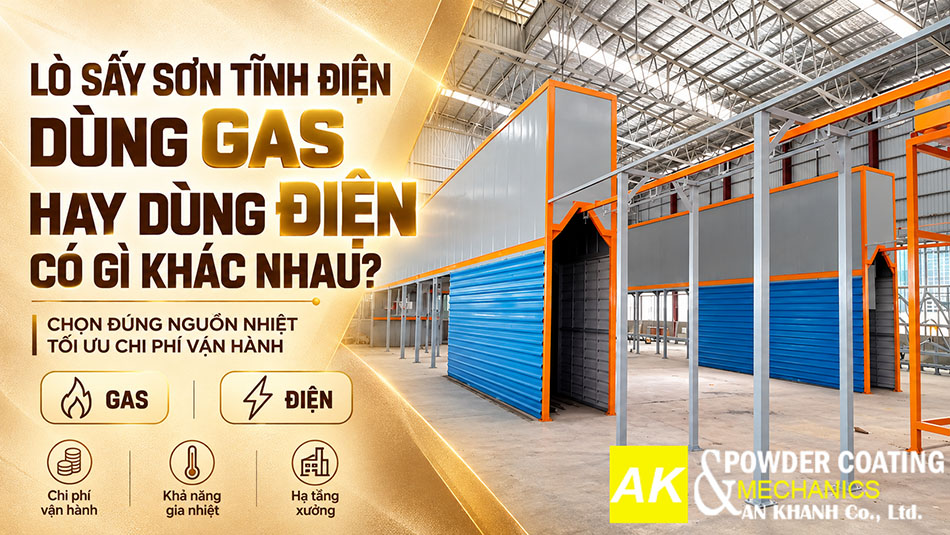 lò sấy sơn tĩnh điện dùng gas hay dùng điện