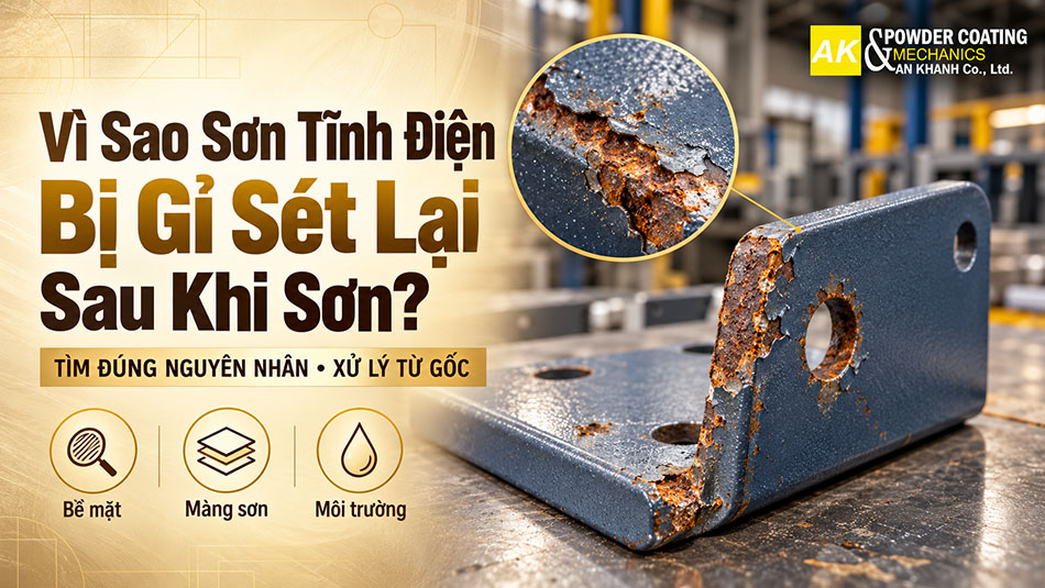 sơn tĩnh điện bị gỉ sét lại sau khi sơn